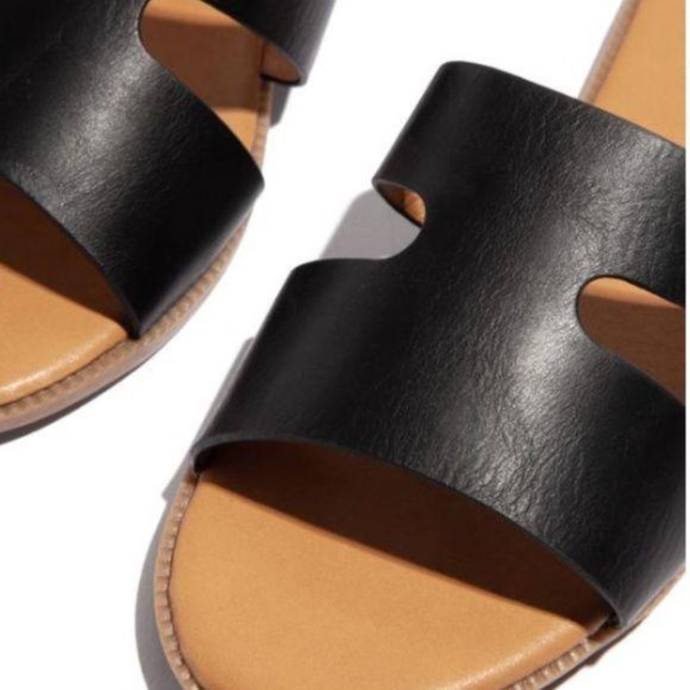 Black Vegan Leather Sandals - Picture 2 of 5